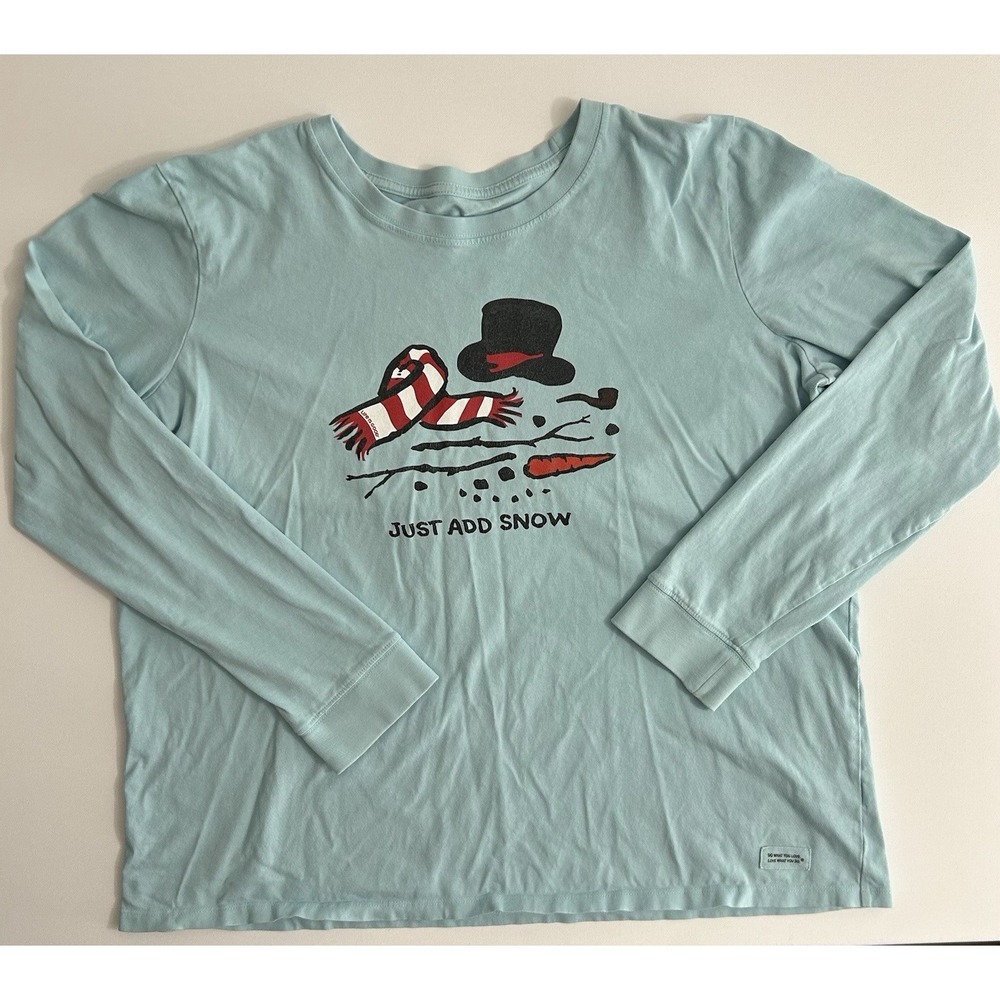 Life is Good Women's Just Add Snow‎ Crusher Tee Cornflower Blue XXL